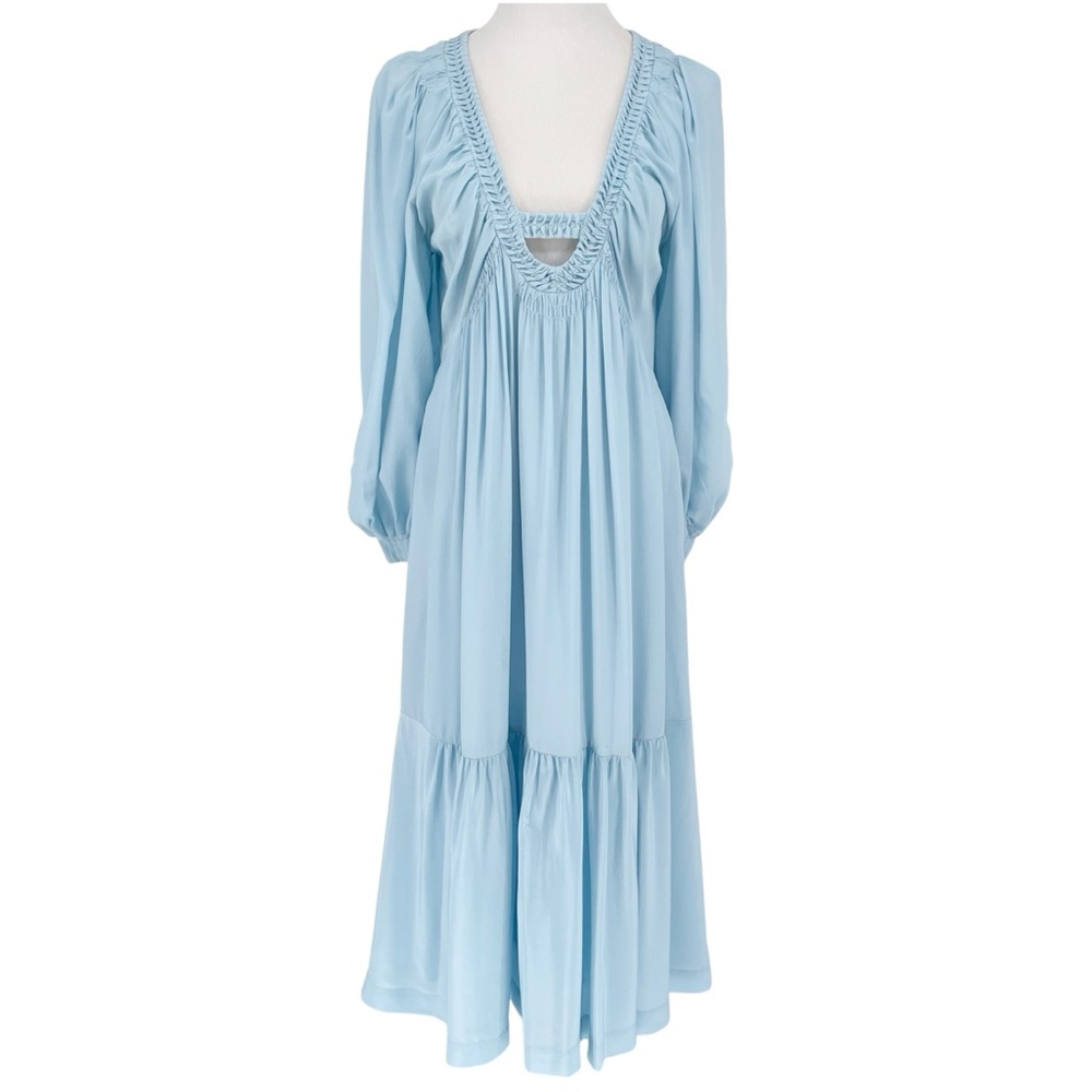 Sea New York Light Blue Long Puff-Sleeve Maxi Dress